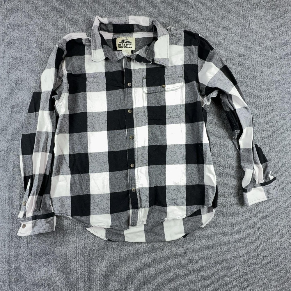 Old Mill Shirt Mens XL Black Plaid Flannel Long Sleeve Button Up Pocket Casual